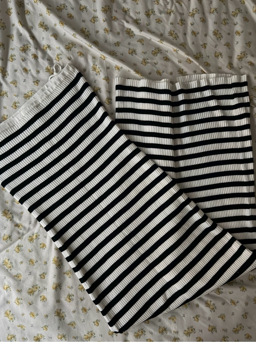 Black & White Striped Rib Knit Women's Skirt